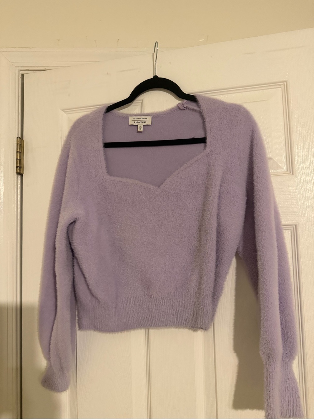 & Other Stories Lilac Fuzzy V-Neck Sweater